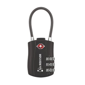 TecADVISOR TSA 3 Digit Combination Cable Lock , Black edition