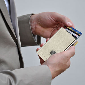 Tru Virtu Germany Click & Slide RFID Smart Wallet, Saffiano Whitegold/Silver edition