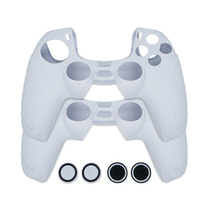 Mobilesteri Silicone Rubber Skin Cases & Thumb-Stick Grip Covers Twin Pack for PS5™ Game Controllers
