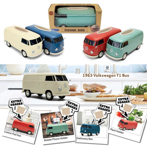 Official licensed Volkswagen VW 1963 T1 van multi-functional box/tissue box, Cream